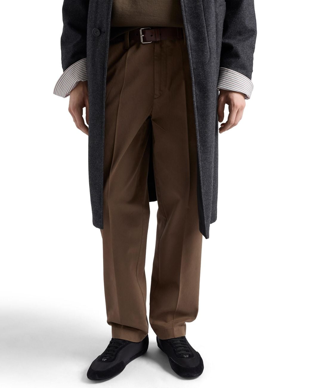 Prada Brown Washed Cotton Pants for men