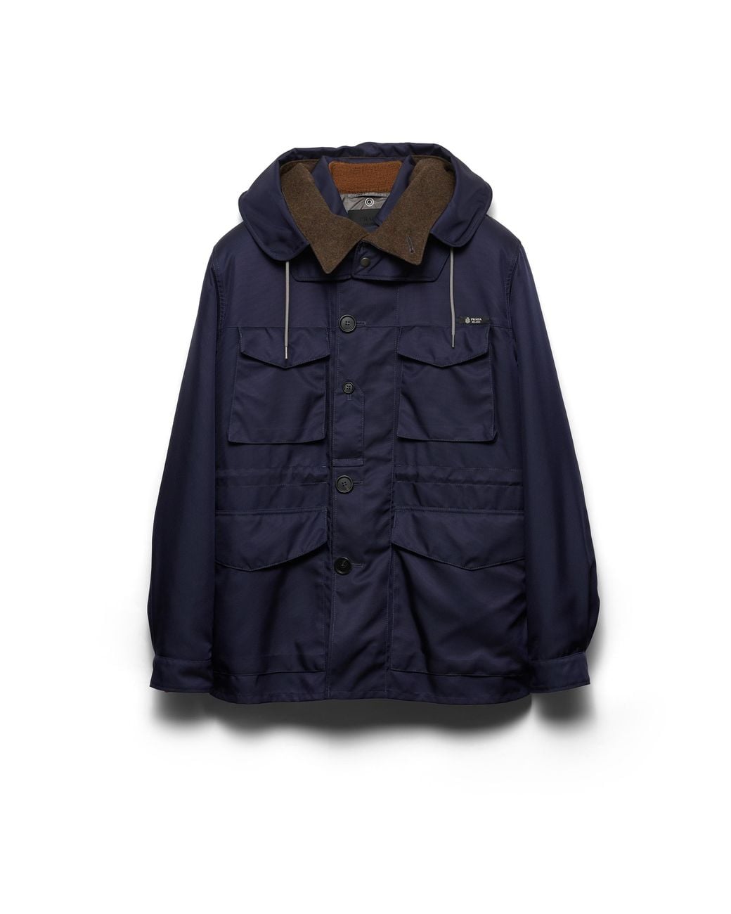 Prada Blue Hooded Cotton Jacket for men