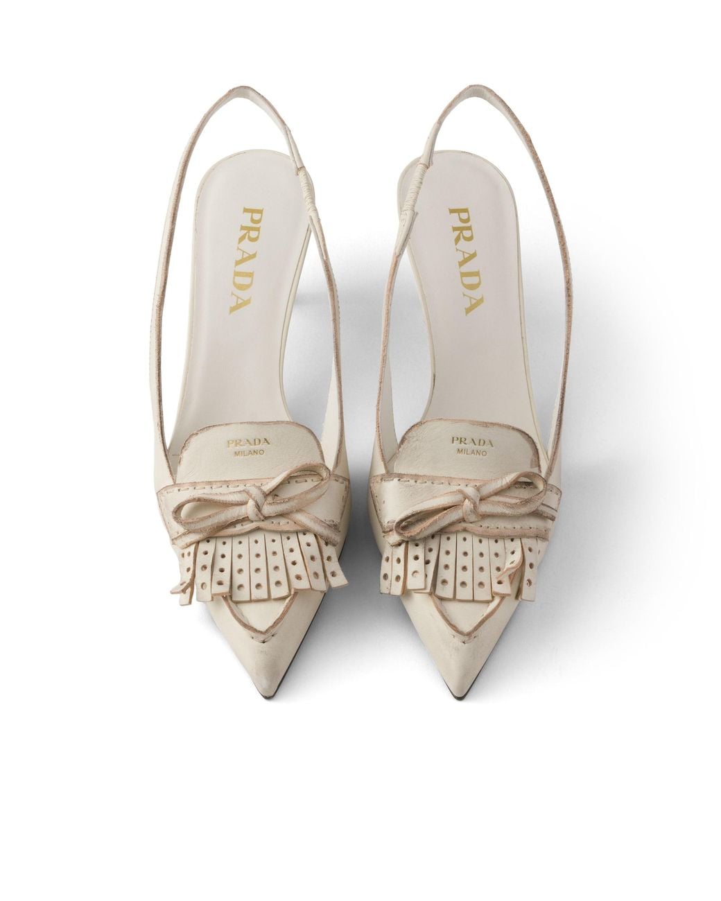 Zapatos Destalonados De Tacón En Piel, Mujer, Talla Prada de color White