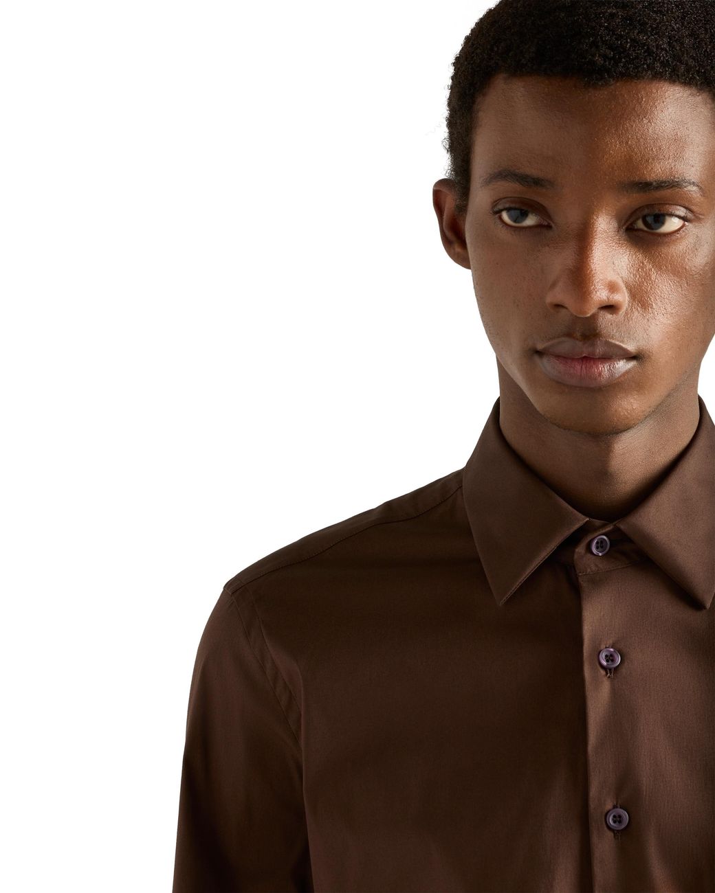 Prada Brown Stretch Cotton Shirt for men