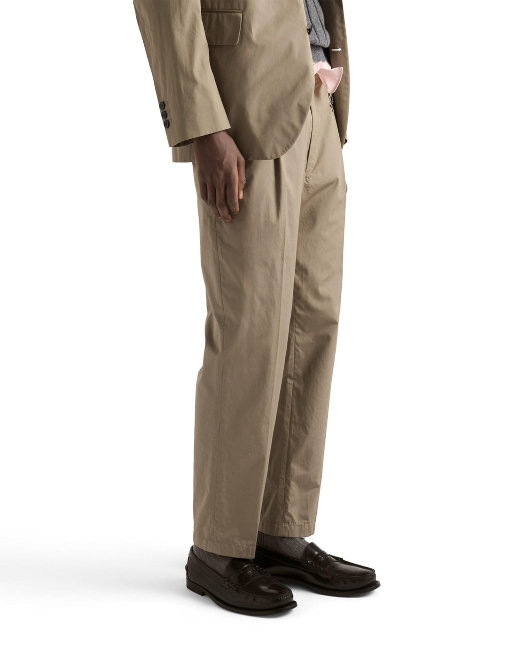 Prada Natural Cotton Pants With Key Ring for men