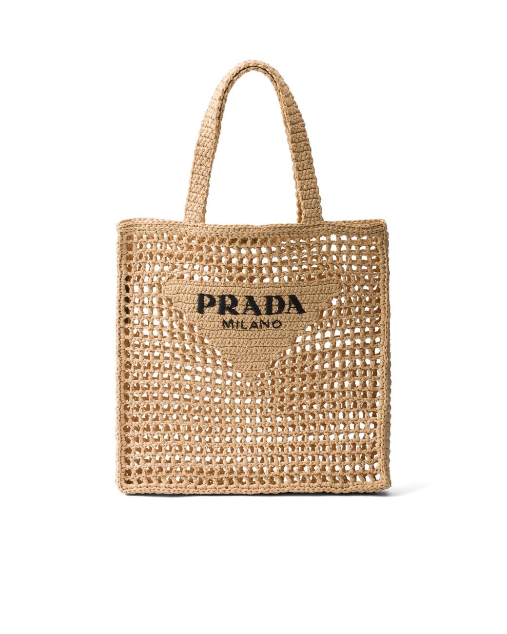 Prada Brown Logo-Embroidered Crochet Tote Bag