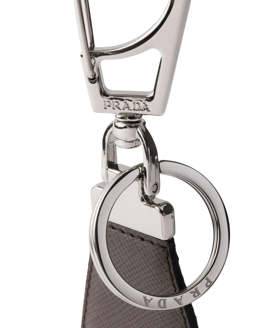 Prada White Saffiano Leather Keychain for men