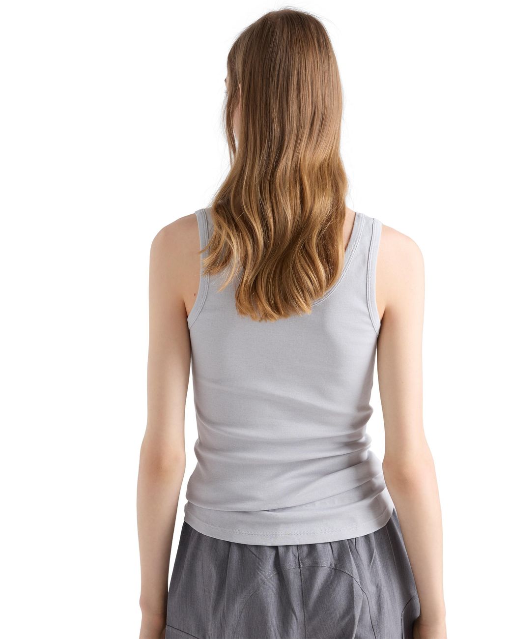 Prada White Ribbed Knit Tank Top