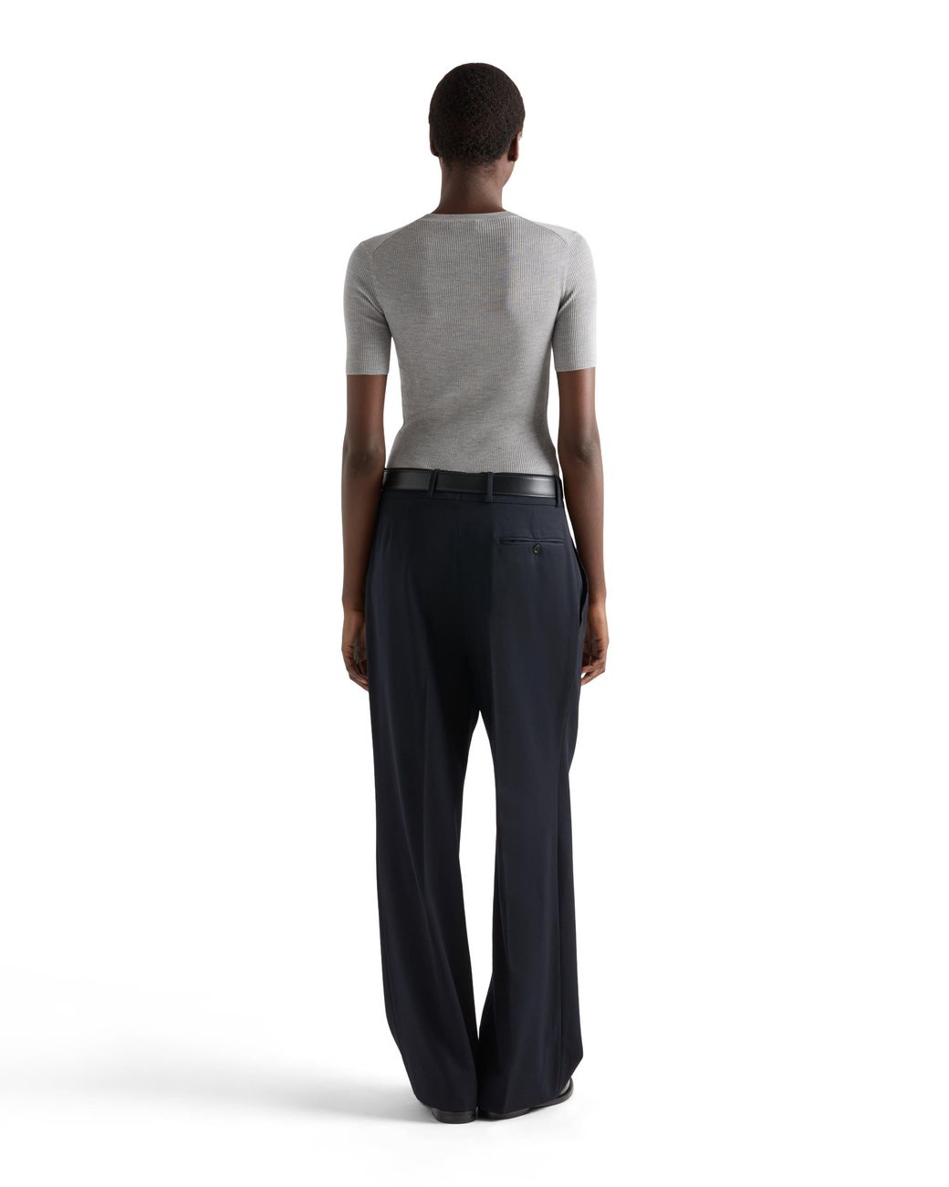 Jersey De Cuello Redondo En Seda Con Logo Prada de color Gray