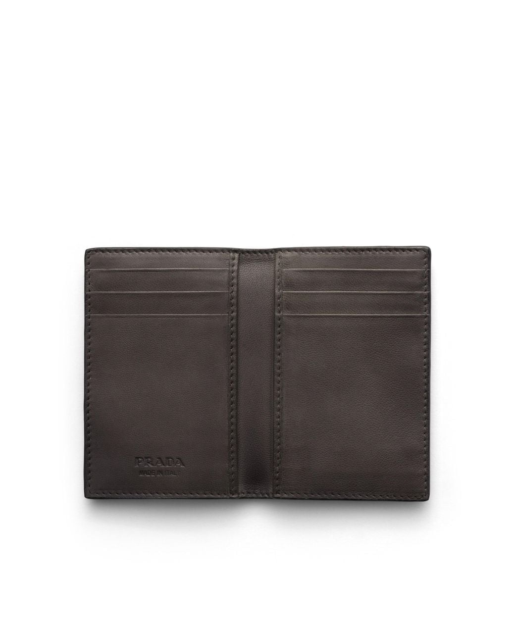 Prada Gray Antiqued Leather Card Holder for men