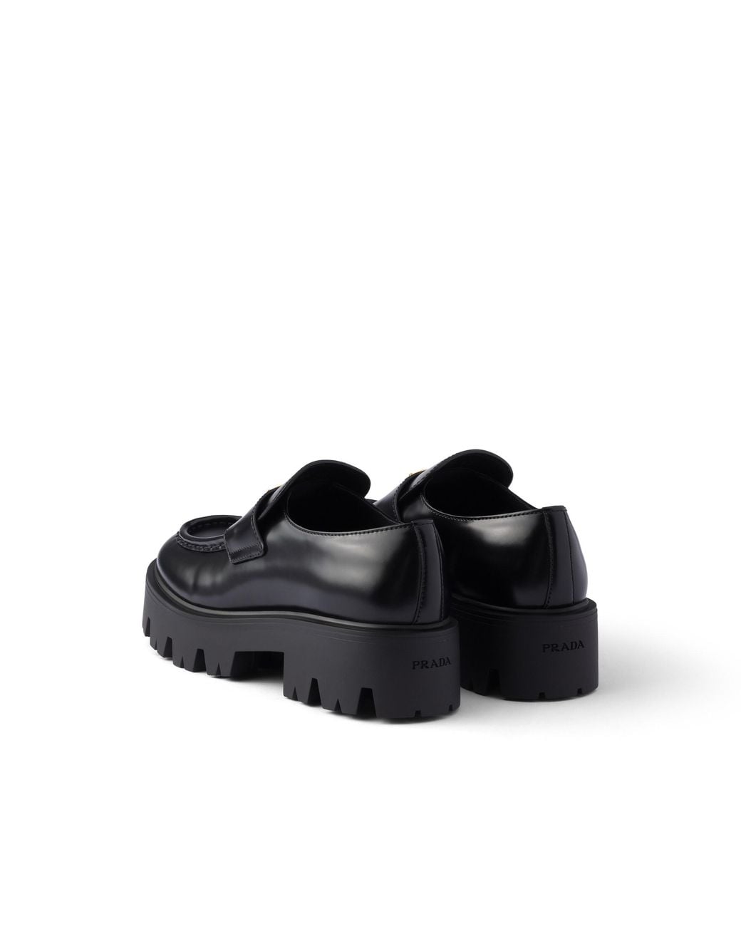Prada Black Brushed Leather Loafers