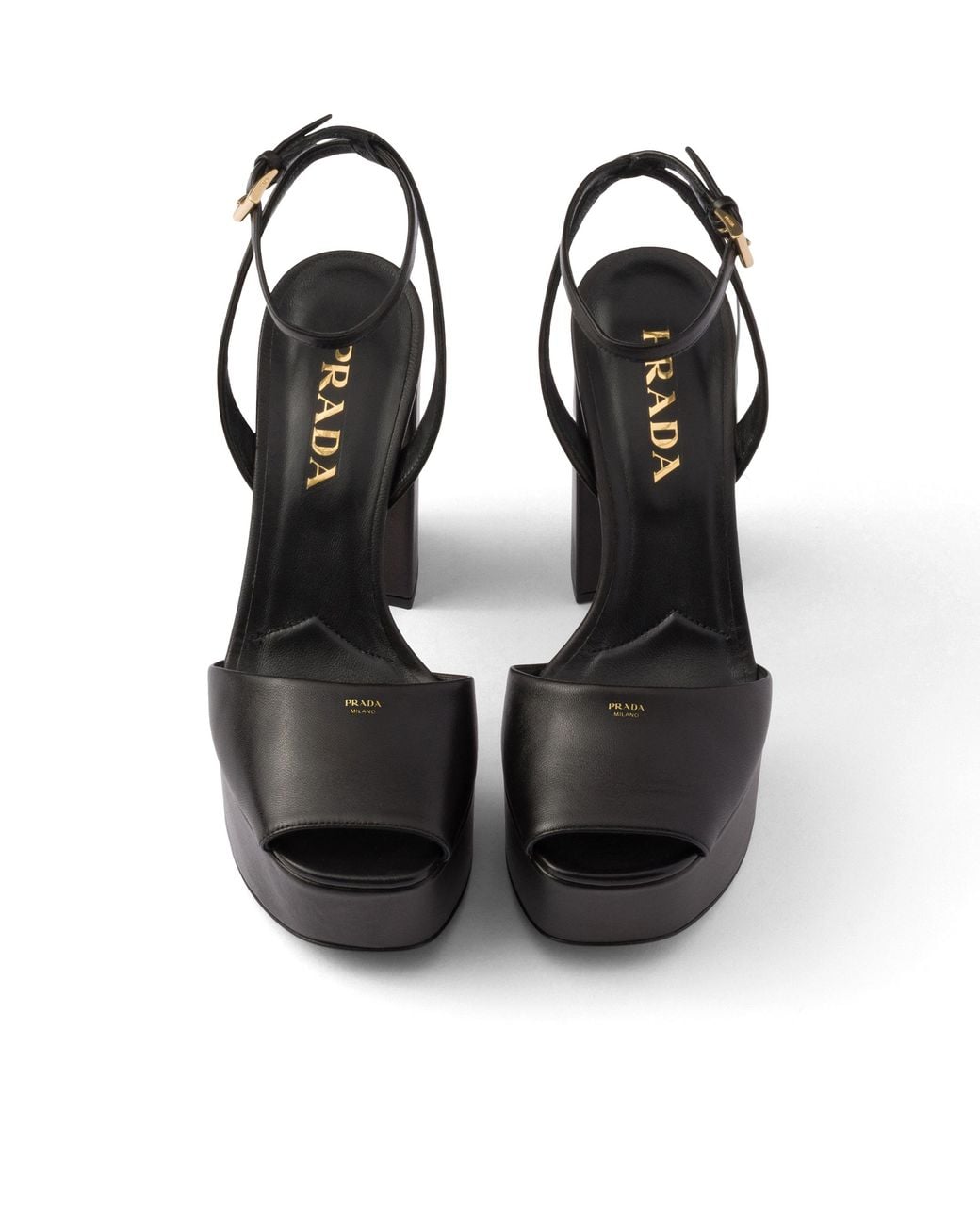 Prada Black Nappa Leather Platform Sandals, Size 35