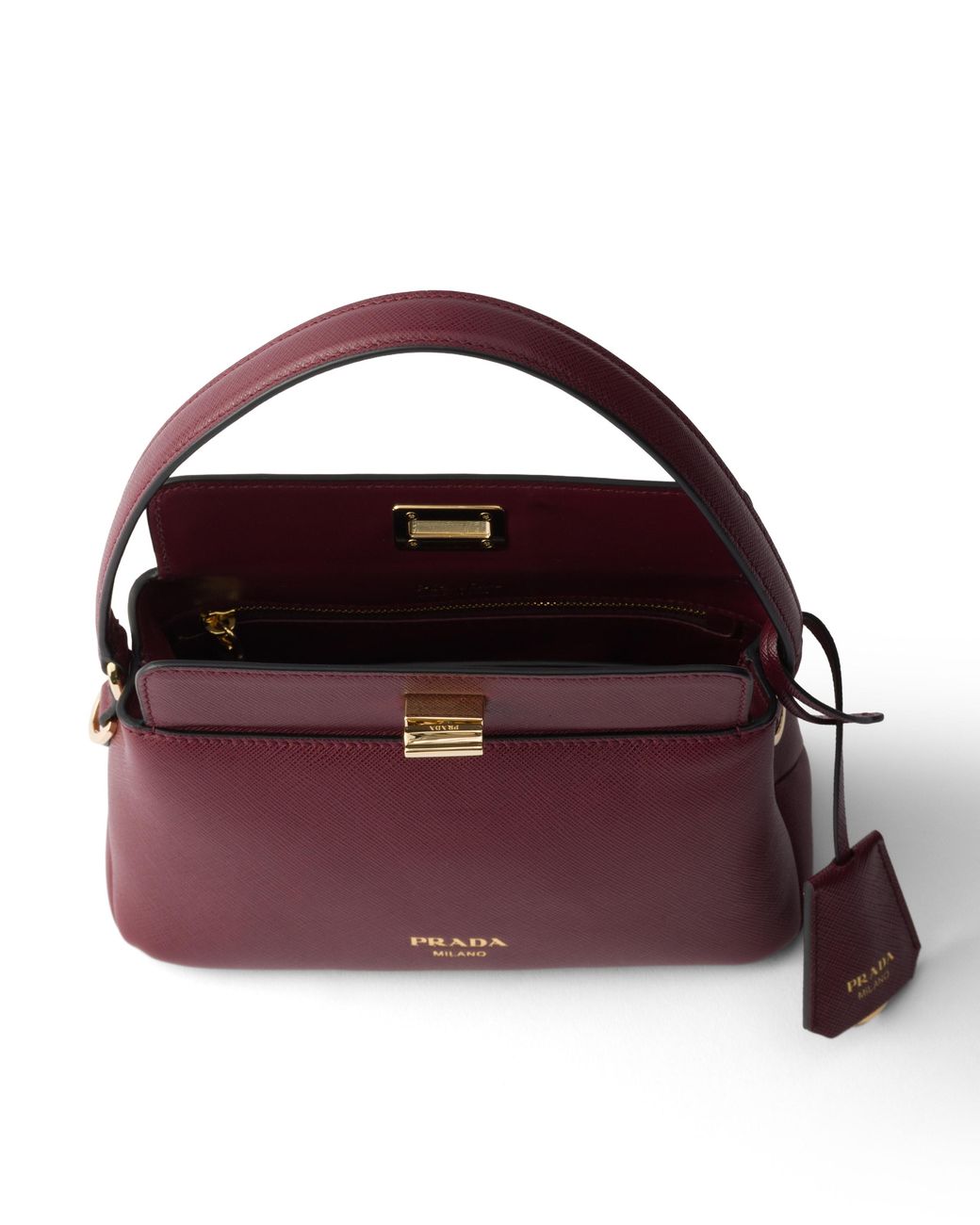 Prada Purple Midi Saffiano Bag, Burgundy