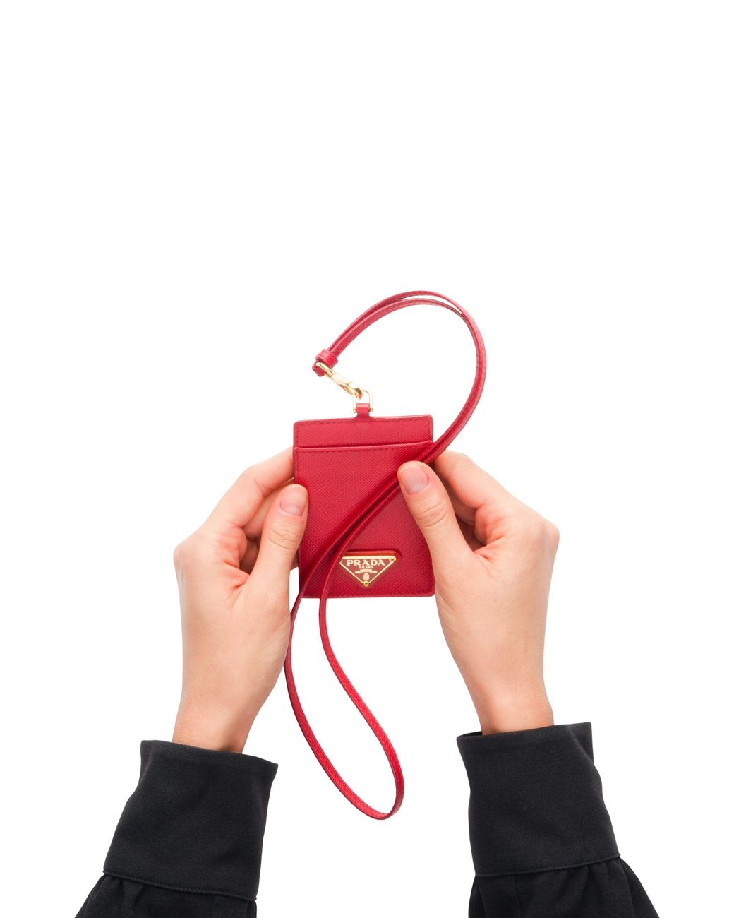 Prada Multicolor Saffiano Leather Badge Holder