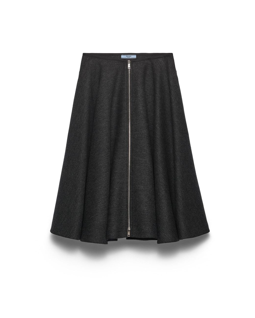 Prada Black Double Wool Midi-Skirt