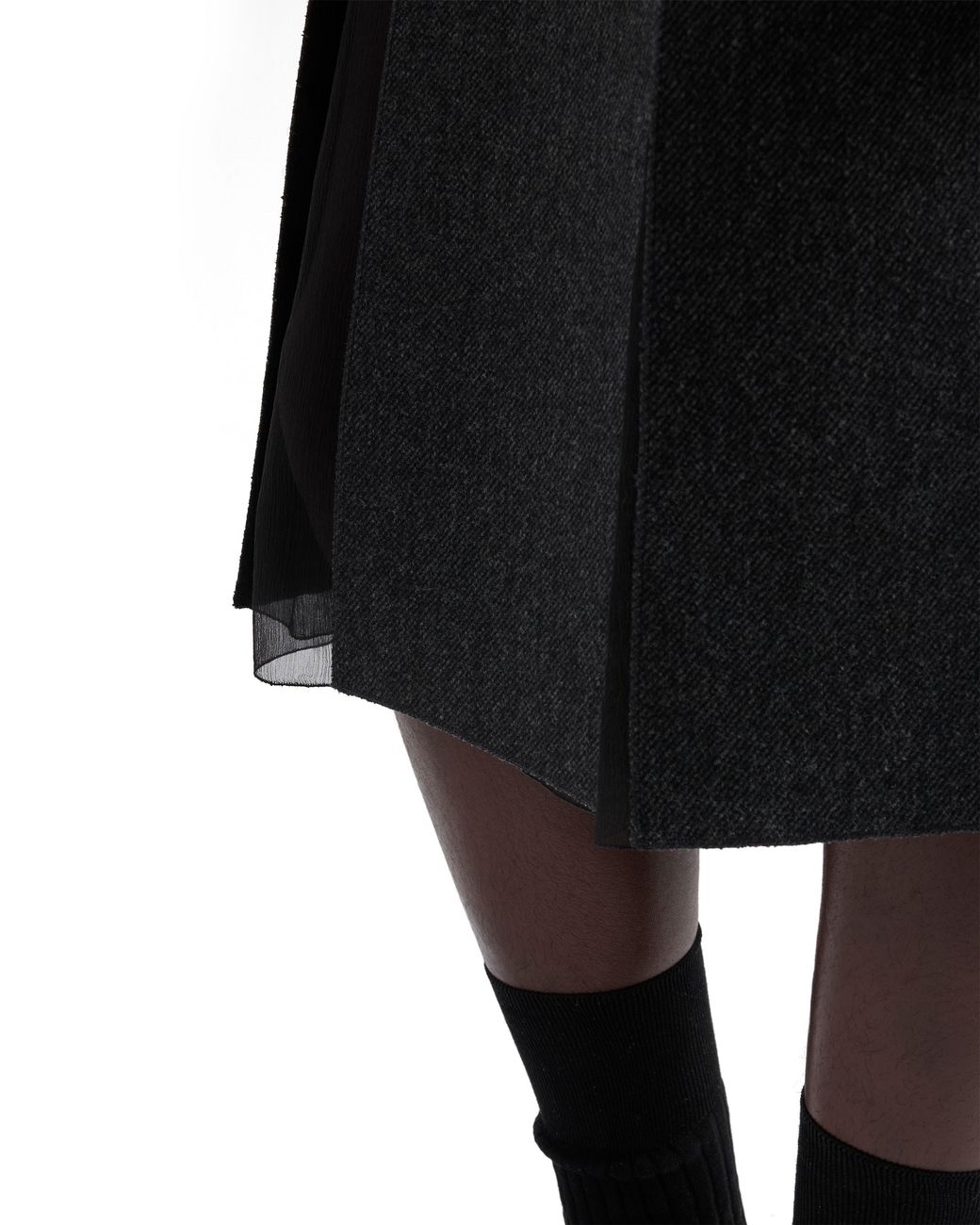 Prada Black Double Wool Midi-Skirt, Slate