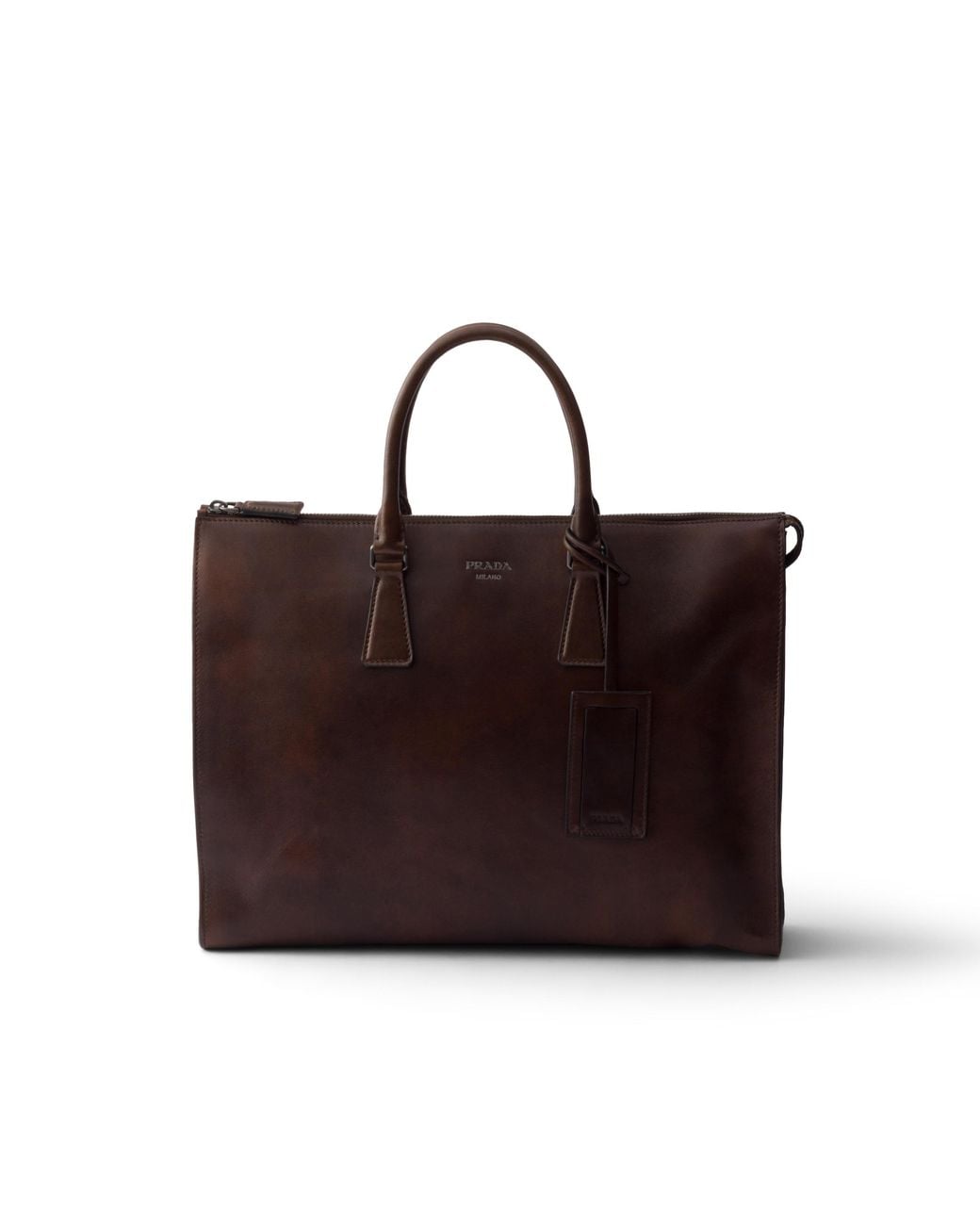 Prada Brown Leather Tote Bag for men