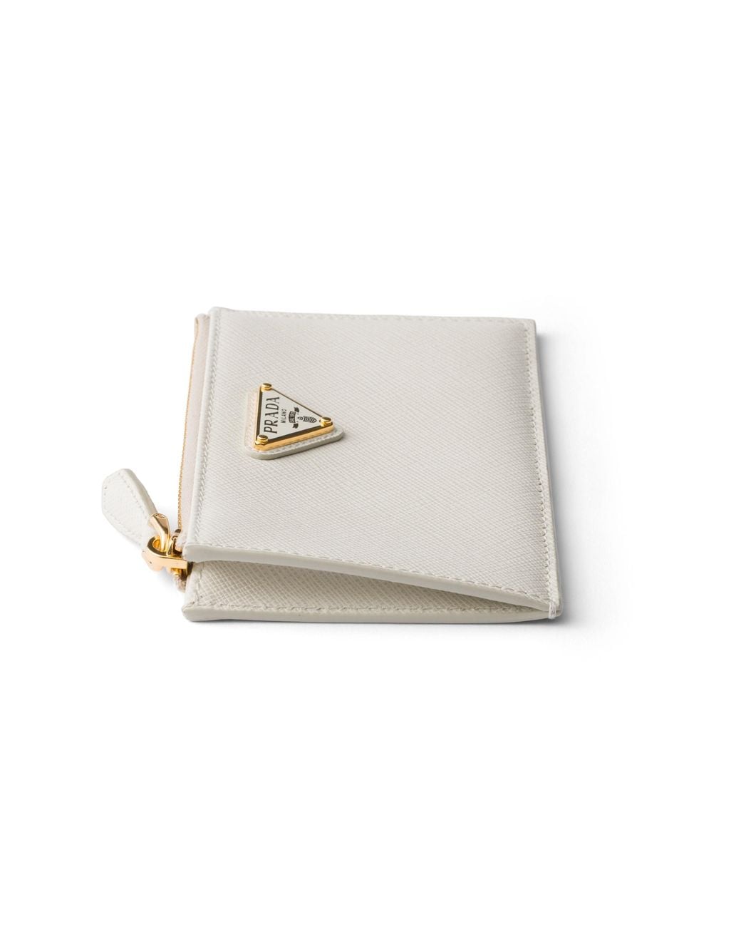 Prada White Saffiano Leather Card Holder, Chalk