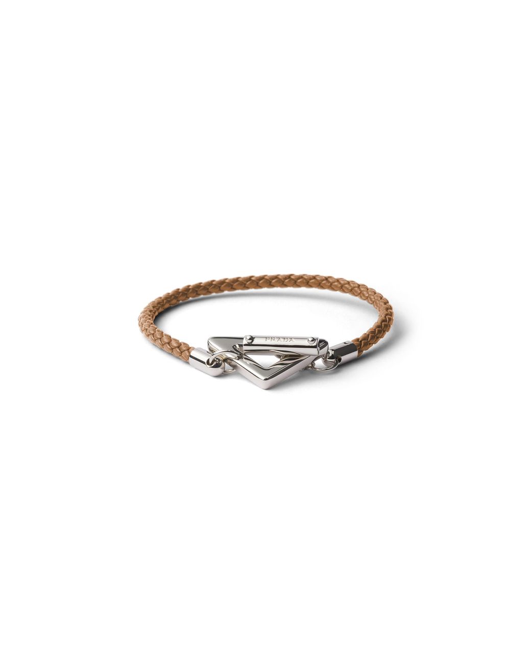 Prada White Braided Nappa Leather Bracelet for men