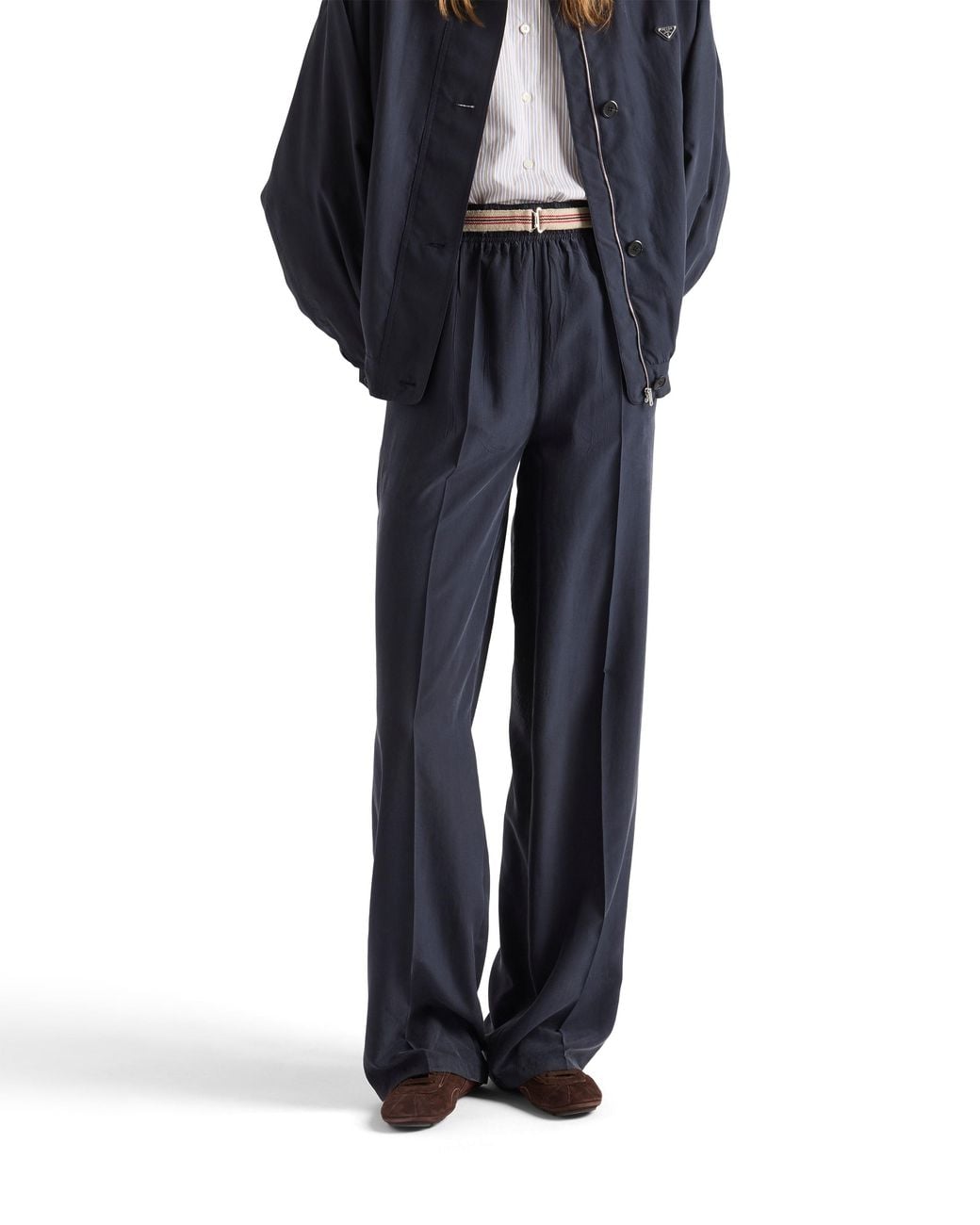 Prada Blue Washed Silk Pants