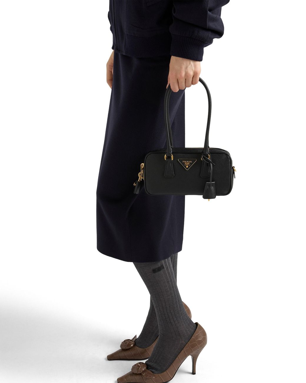 Prada Black Saffiano Leather Top-Handle Mini-Bag