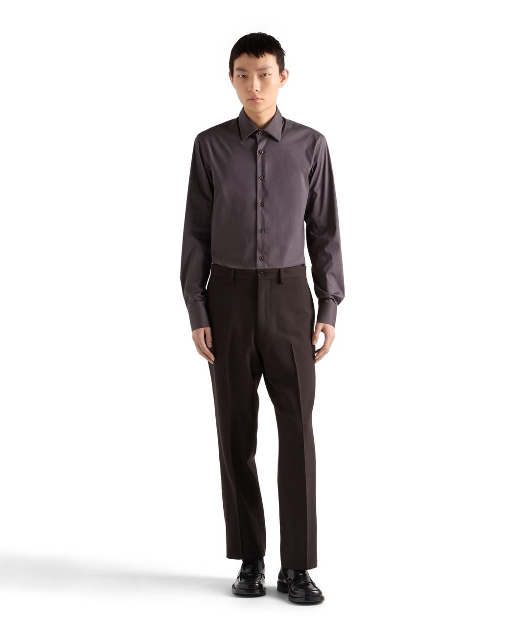 Prada Purple Classic-Collar Cotton Shirt for men