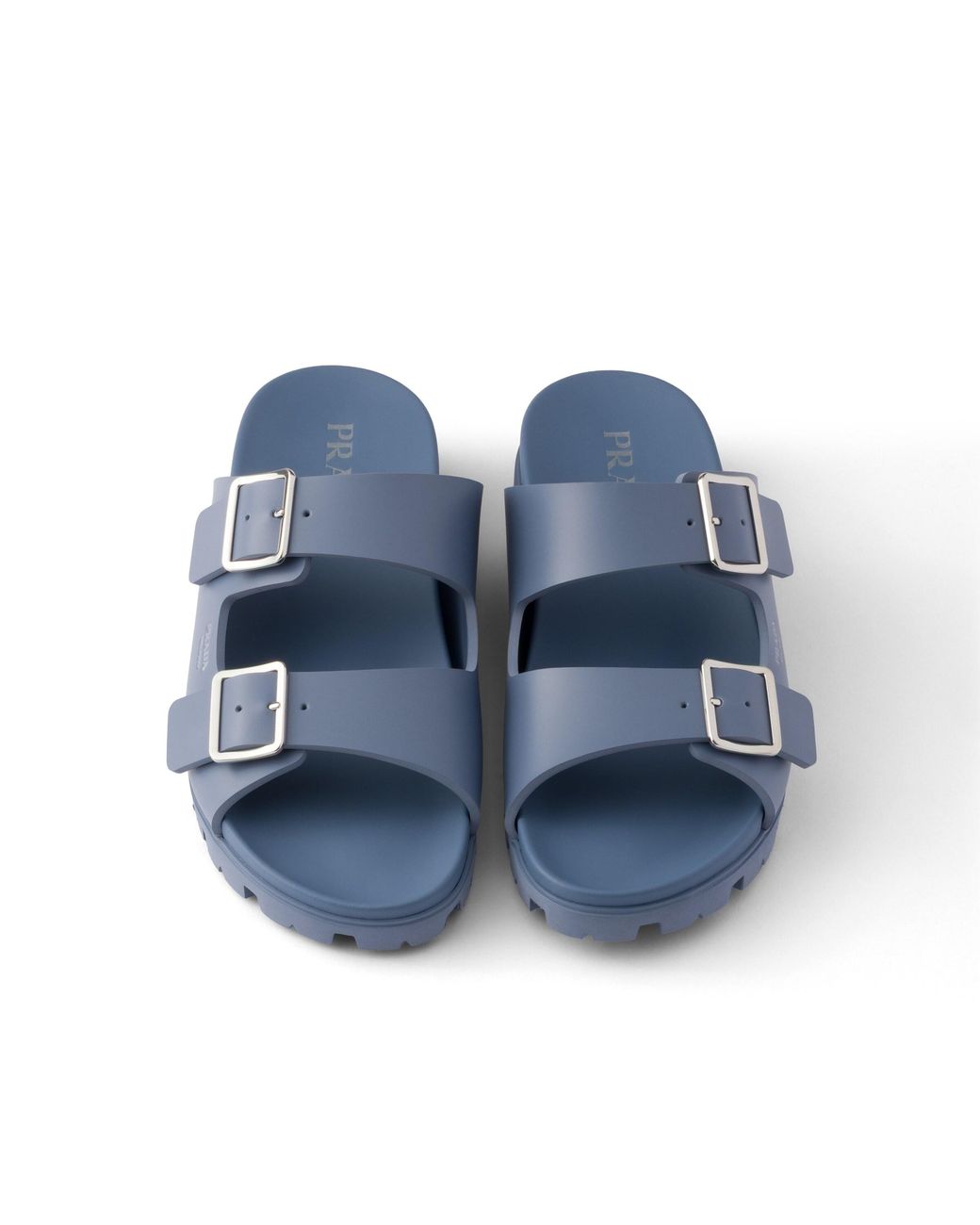 Prada Blue Rubber Strap Sandals, Size 7 for men