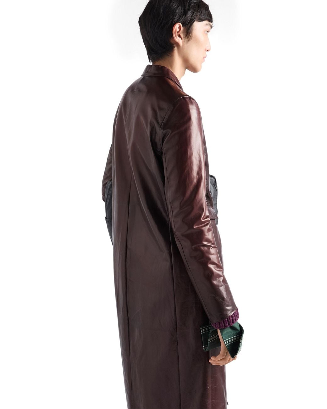 Prada Brown Double-Breasted Nappa Leather Coat for men