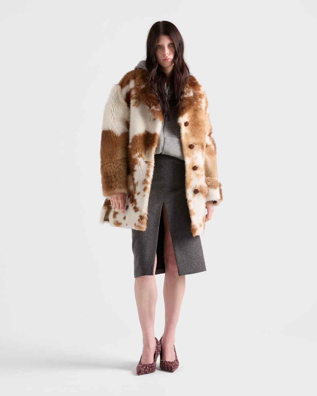 Prada Gray Loden Fabric Pencil Skirt