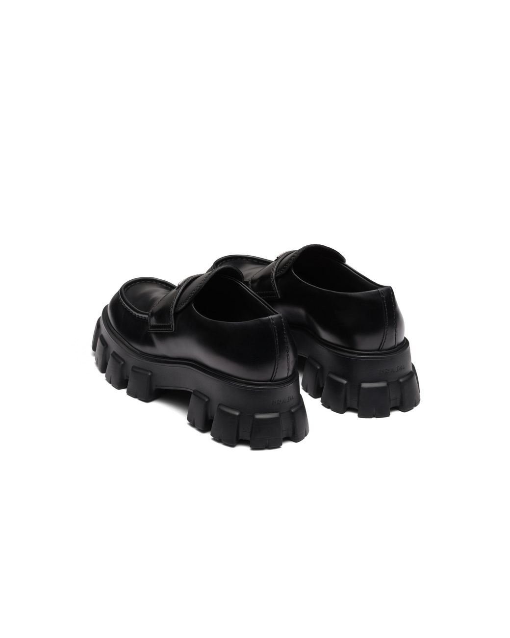 Prada Black Monolith Brushed Leather Loafers, Size 5 for men
