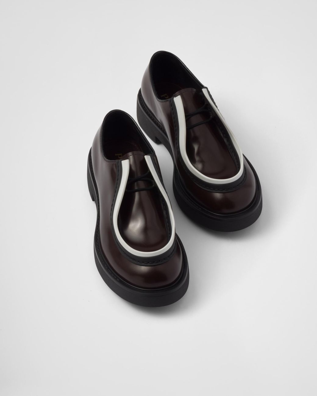 Prada Diapason Opaque Brushed Leather Lace-up Shoes in Black