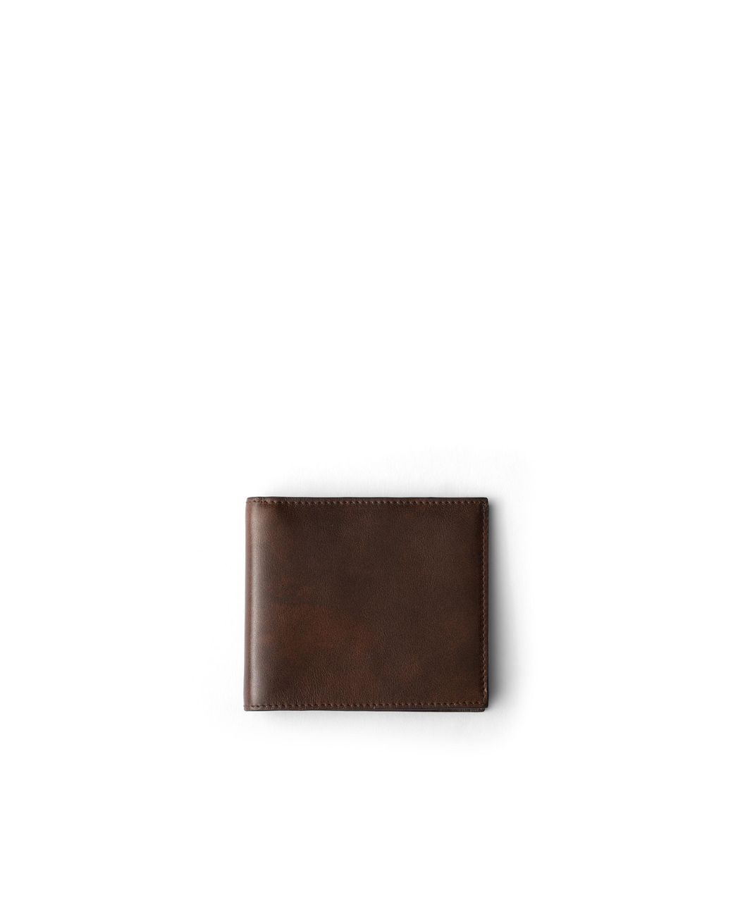 Prada Brown Antiqued Leather Wallet for men