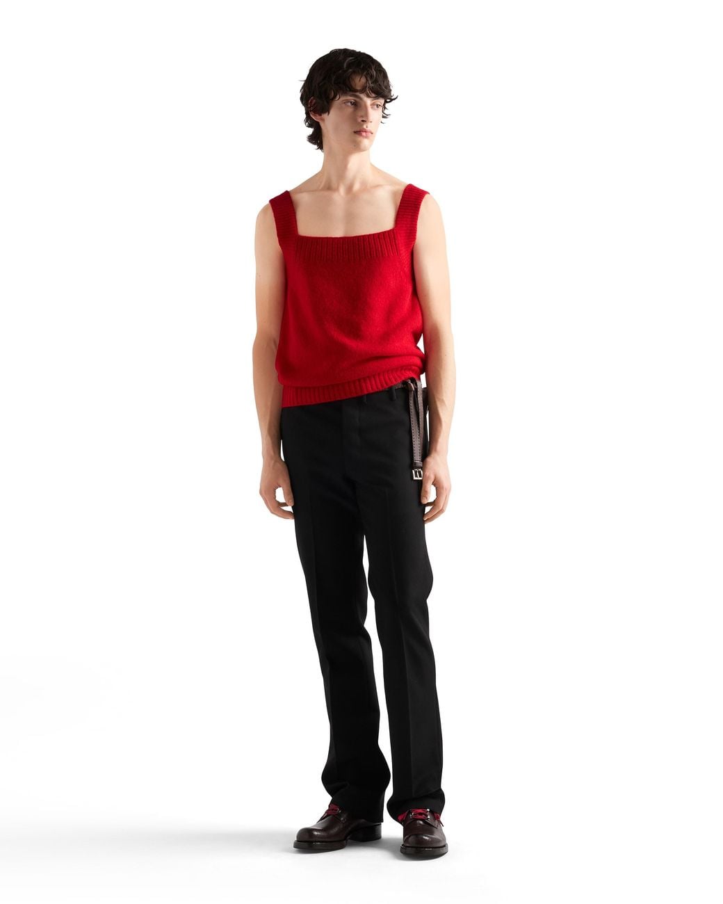 Prada Red Shetland Wool Tank Top for men