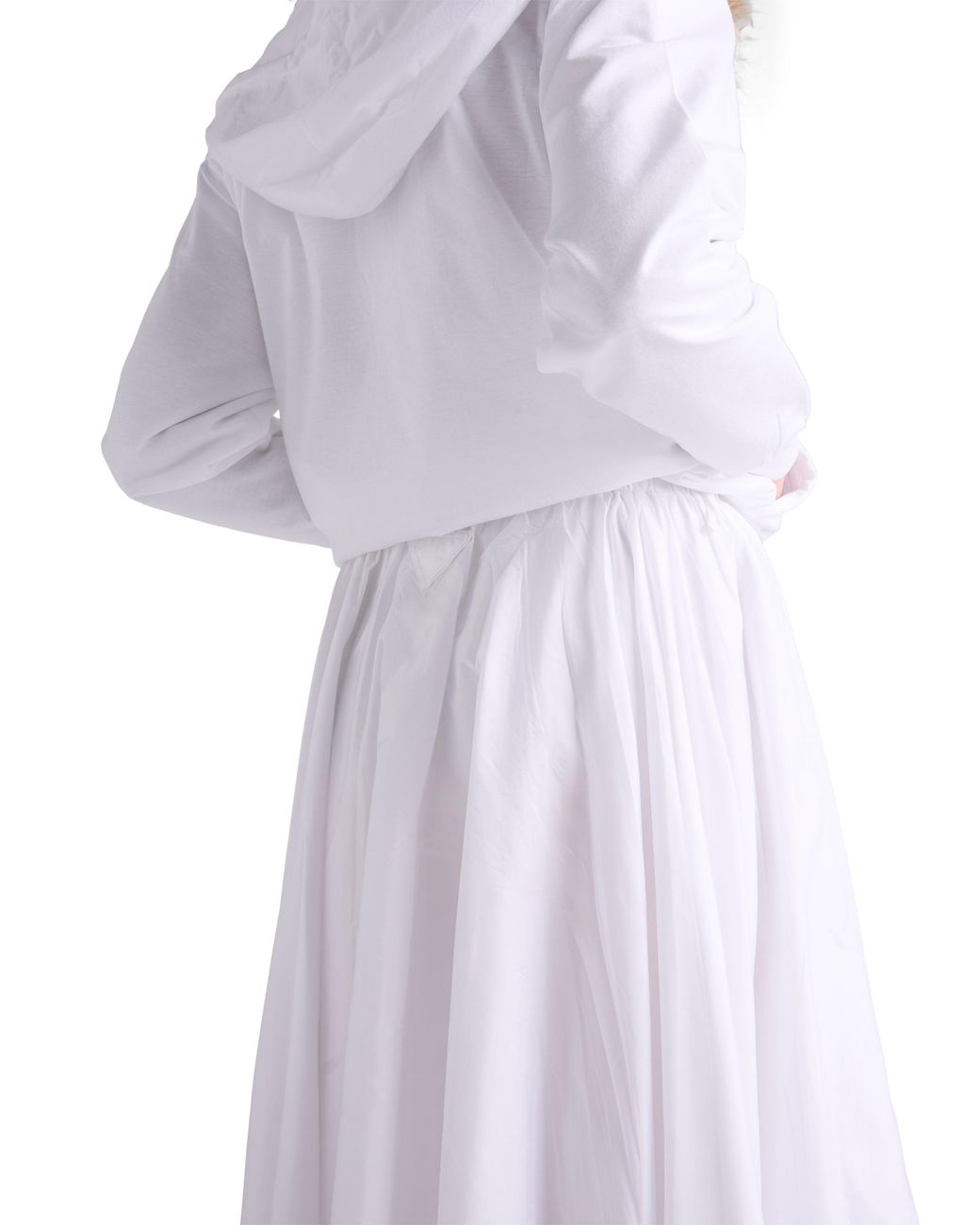 Falda Circular Reversible De Jersey De Algodón Y Re-Nylon, Mujer, Talla Prada de color White