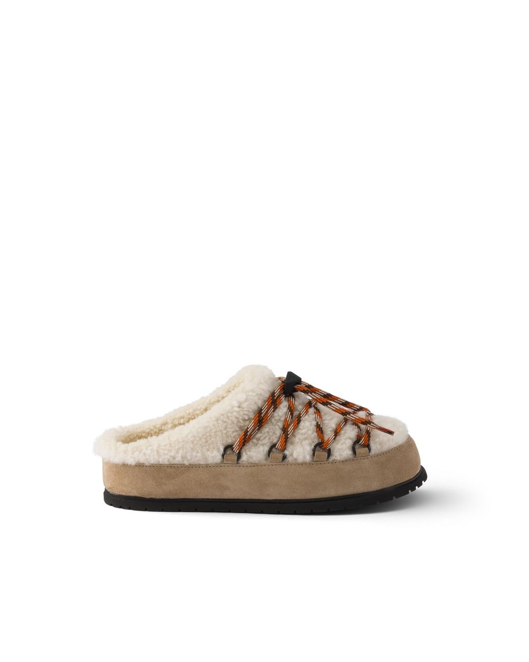 Prada Brown Suede And Shearling Mules