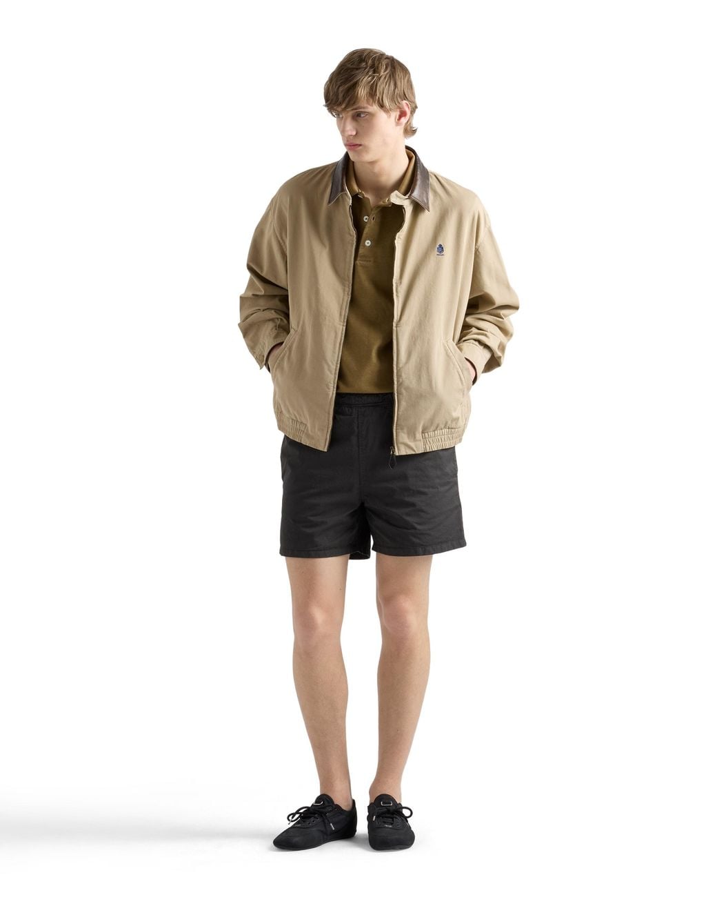 Prada Green Garment-Dyed Cotton Polo Shirt for men