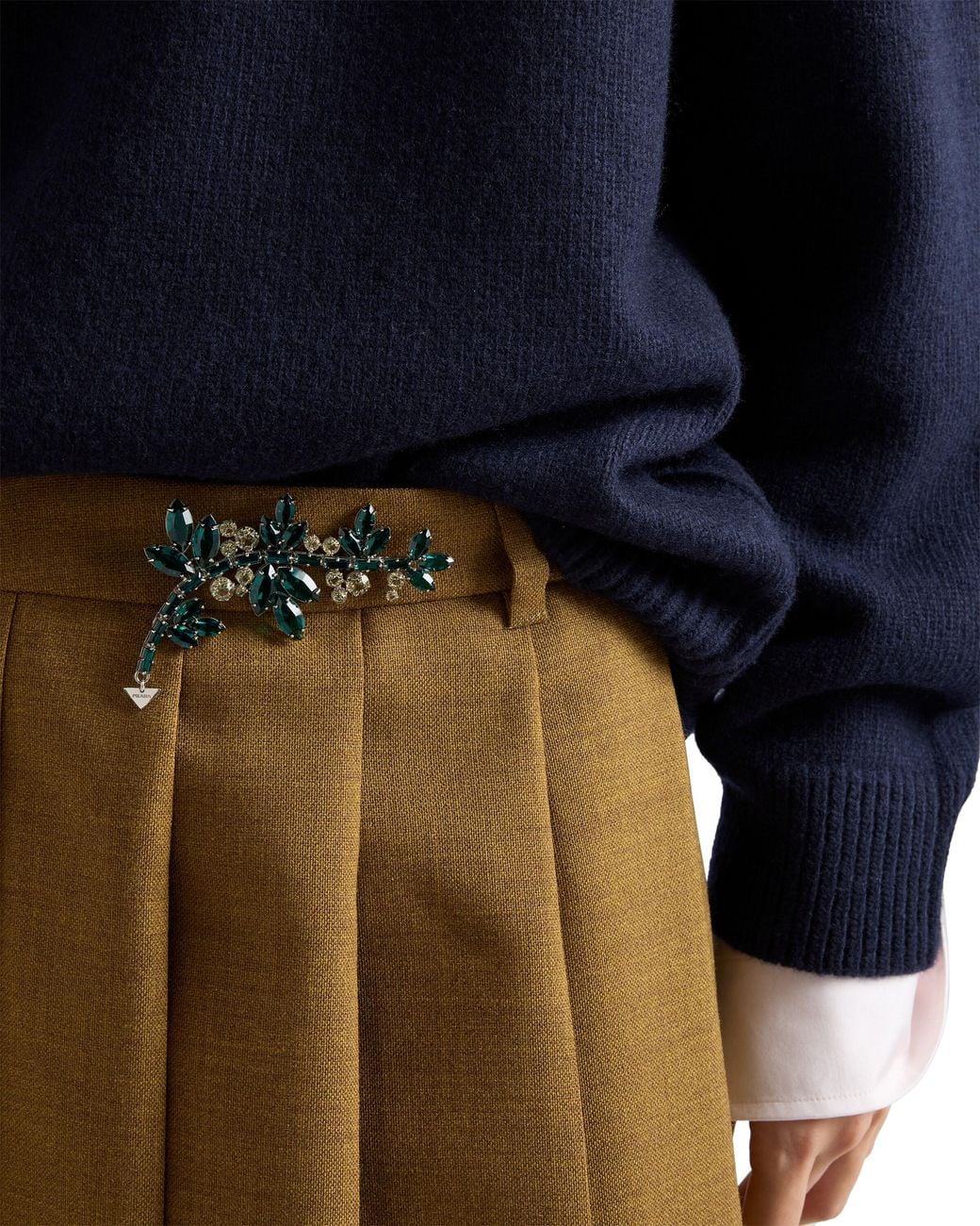 Prada Natural Hopsack Midi-Skirt