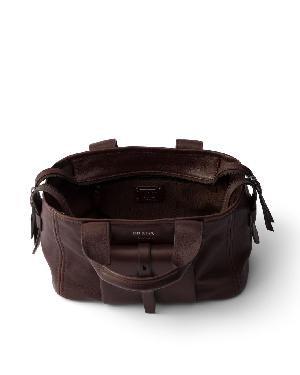 Prada Brown Route Medium Leather Tote Bag, Cocoa