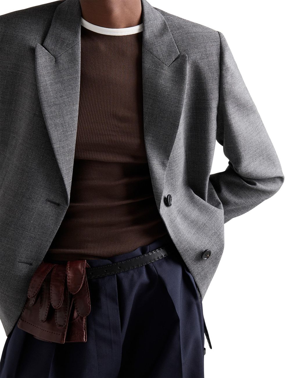 Prada Brown Ribbed Knit Top