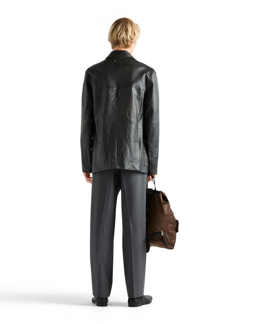 Prada Black Double-Breasted Nappa Leather Caban Jacket for men