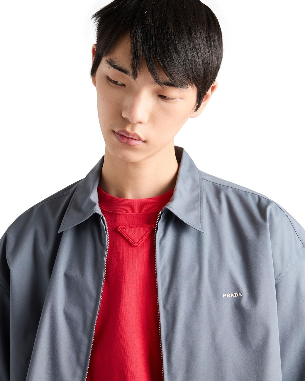 Prada Blue Short-Sleeved Technical Cotton Shirt, Iron for men