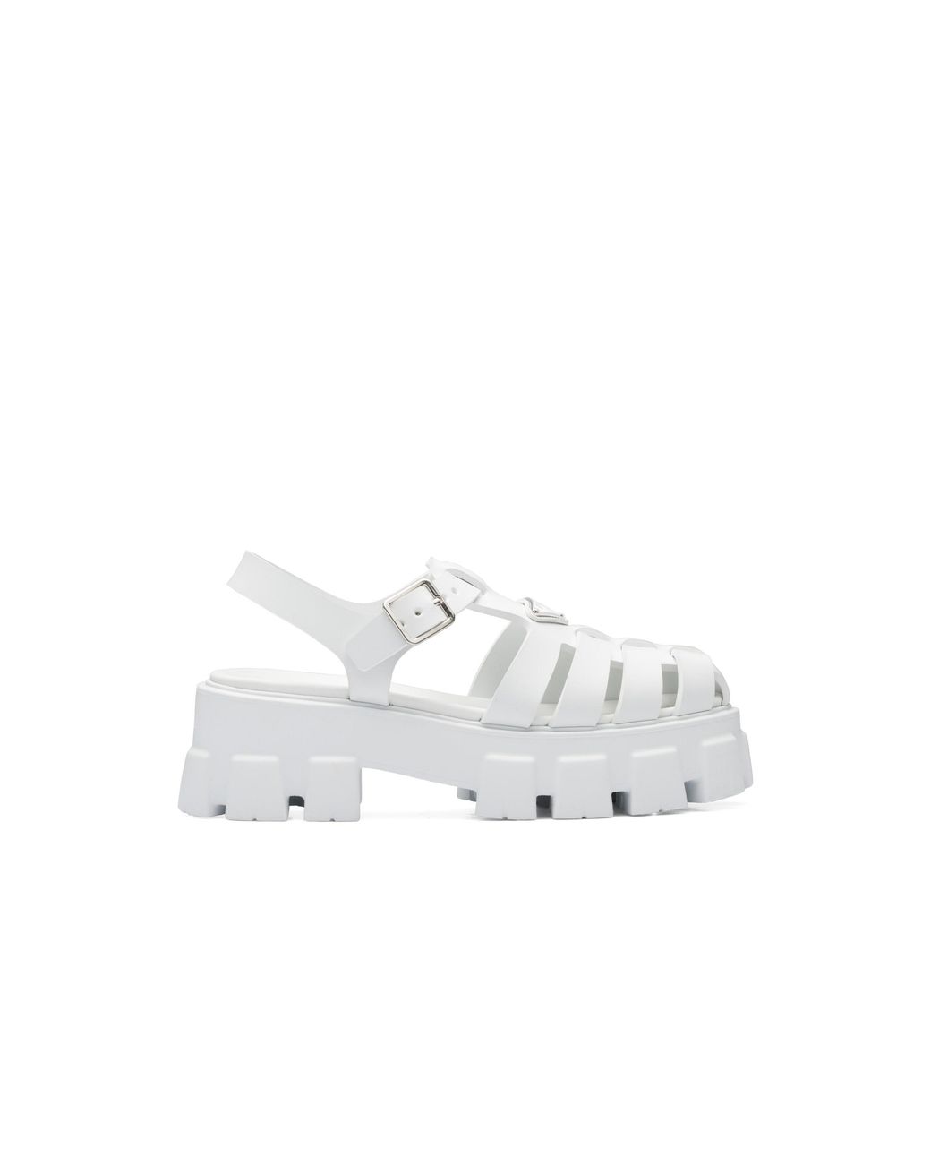 Prada White Sandalen Monolith Aus Lederimitat