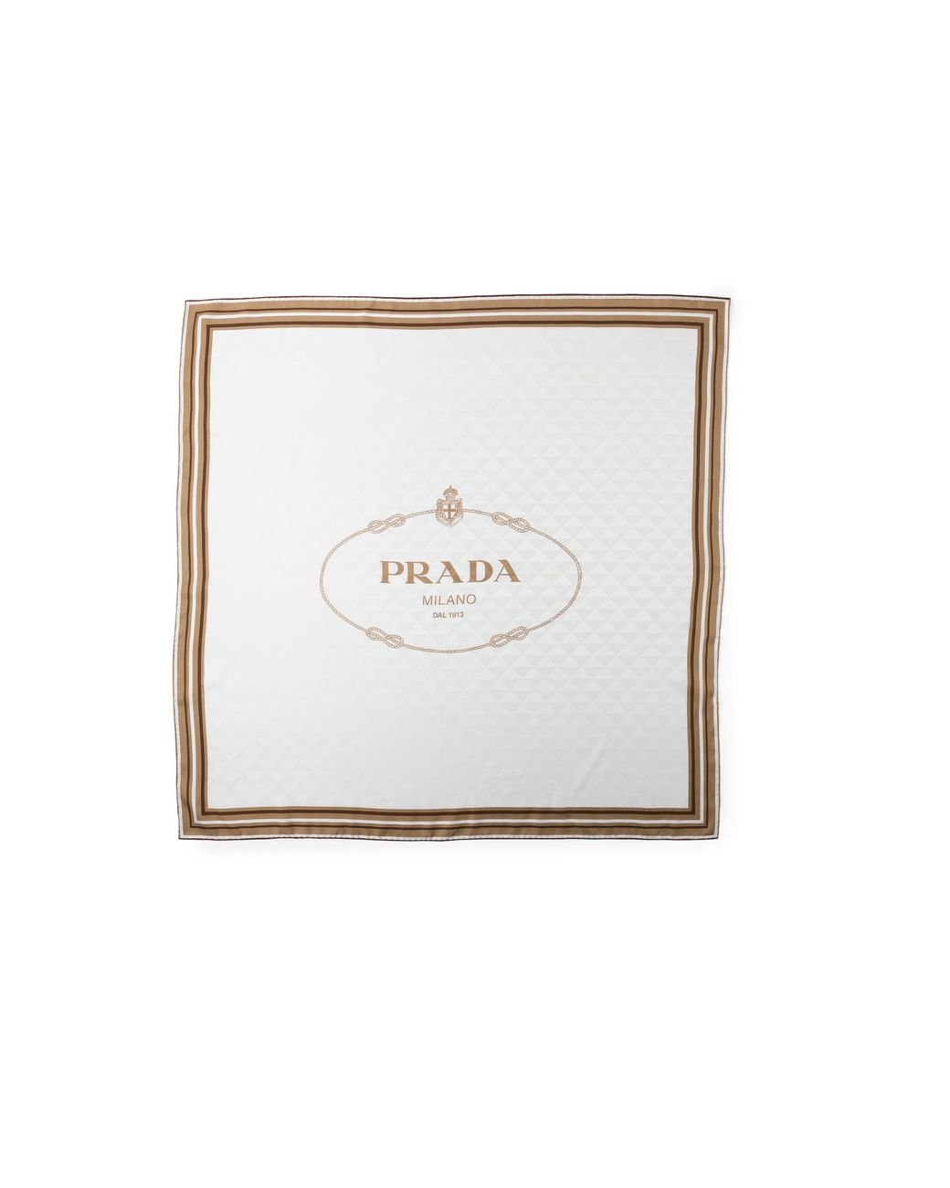 Prada White Printed Silk Twill Jacquard Scarf