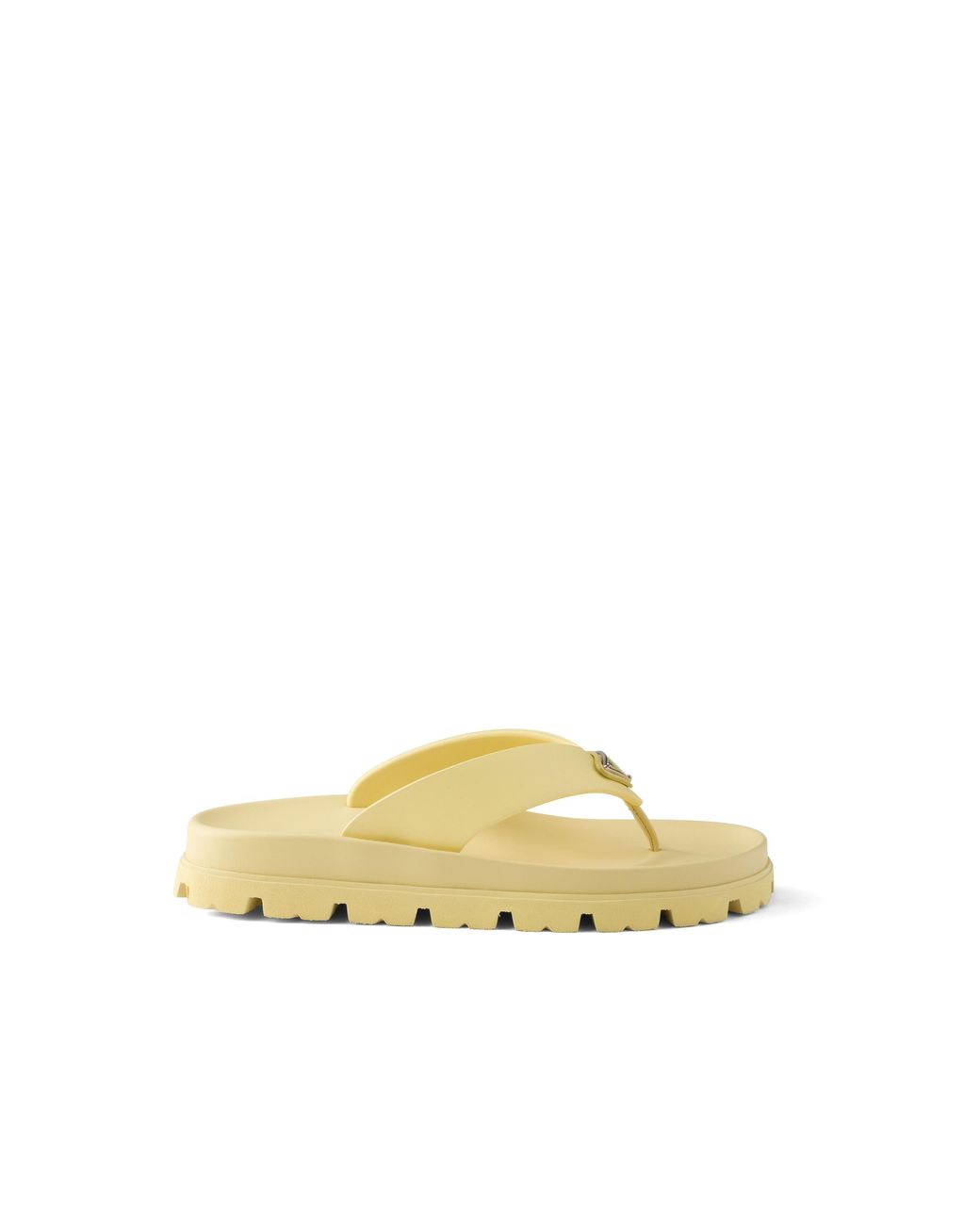 Prada Metallic Rubber Thong Sandals, Pollen, Size 36