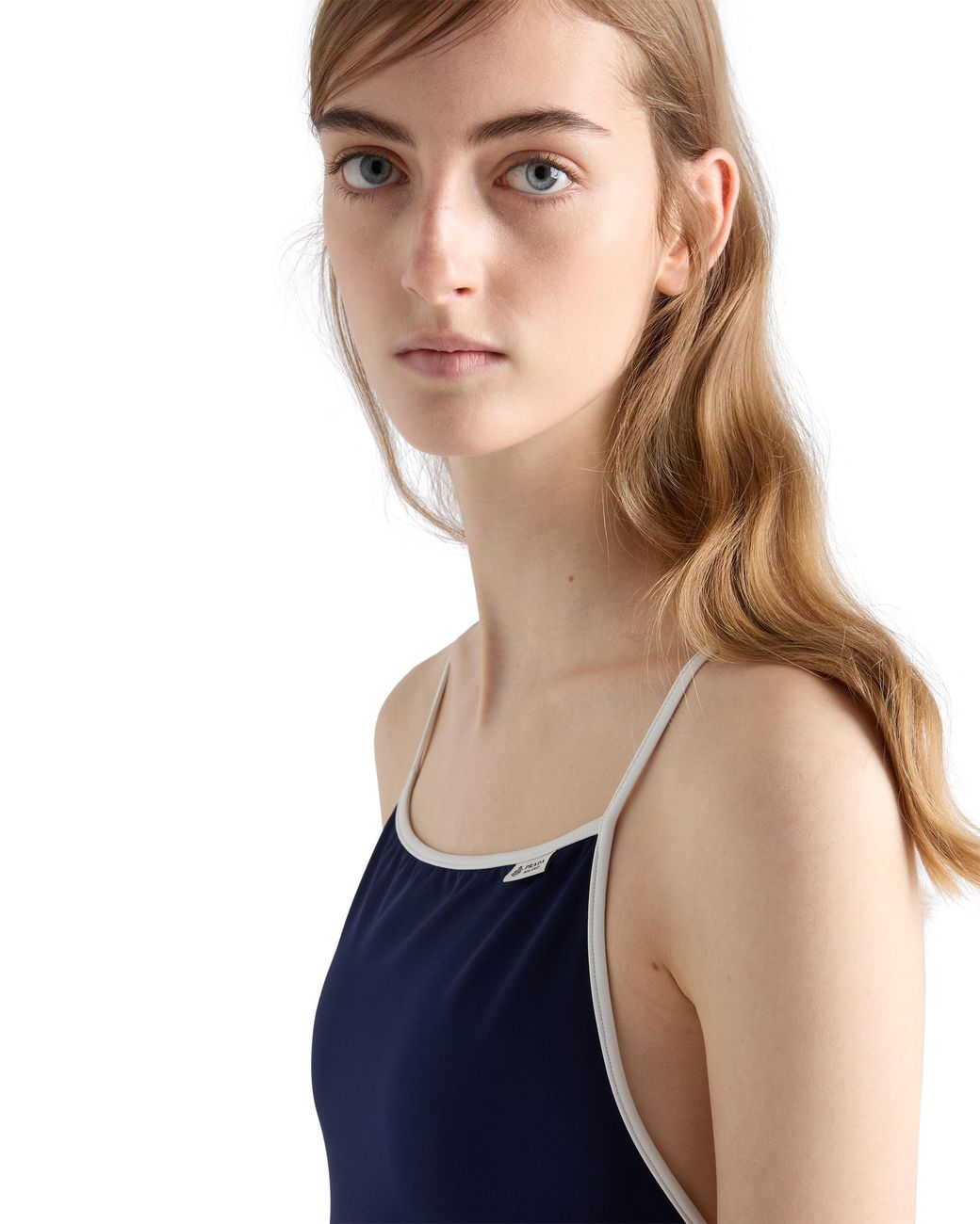 Prada Blue One-Piece Jersey Swimsuit