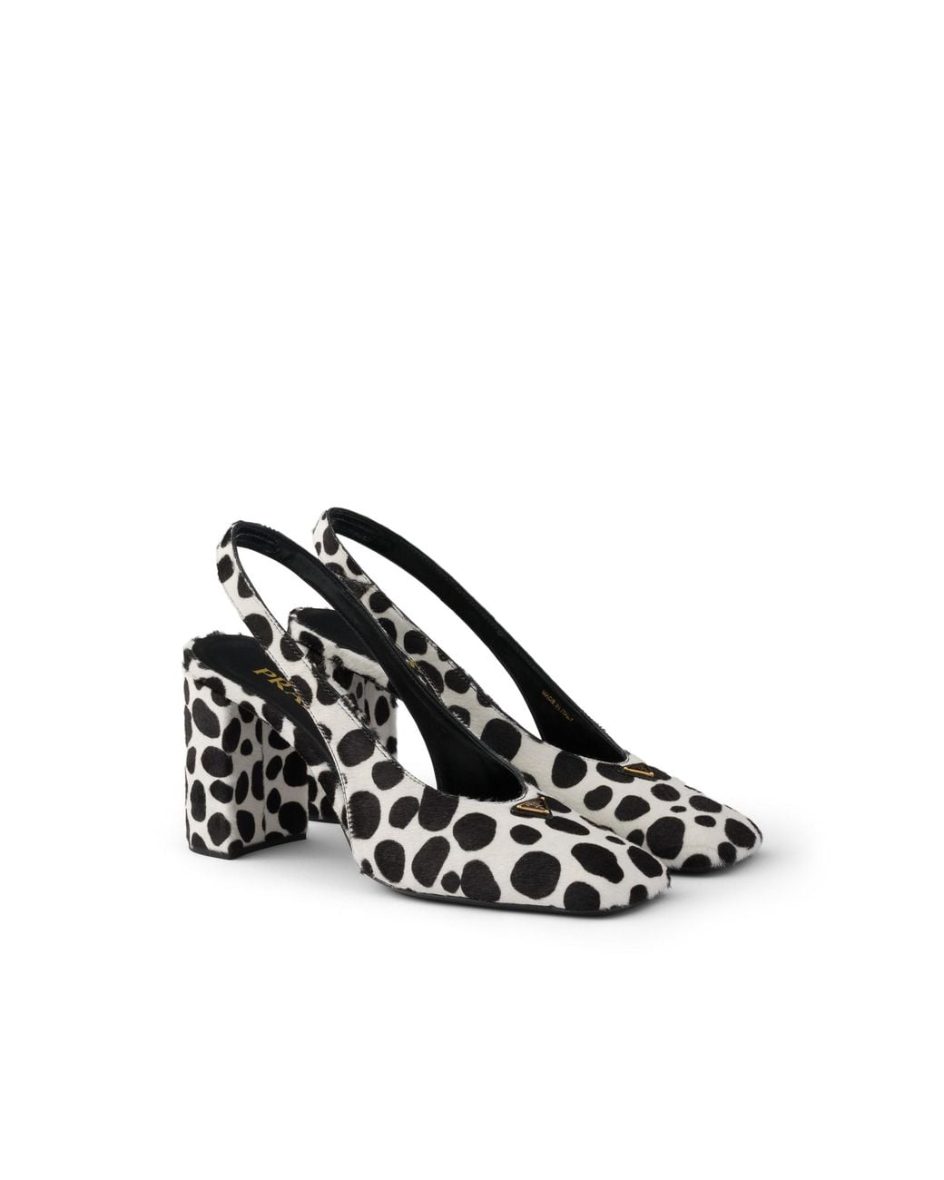 Prada White Printed Calf Hair Leather Slingback Pumps