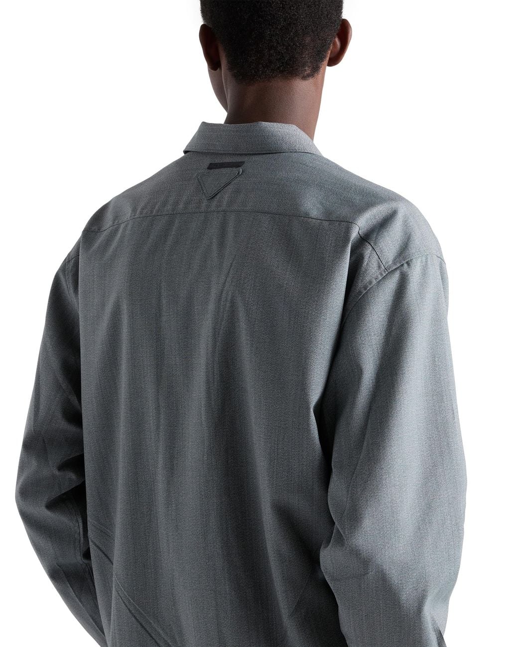 Prada Blue Wool Zipper Shirt for men