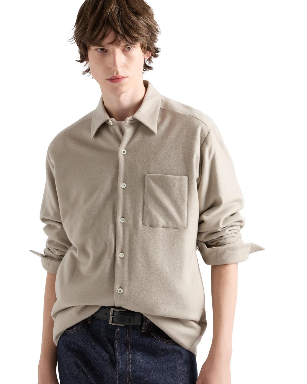 Prada White Cashmere Shirt, Limestone for men