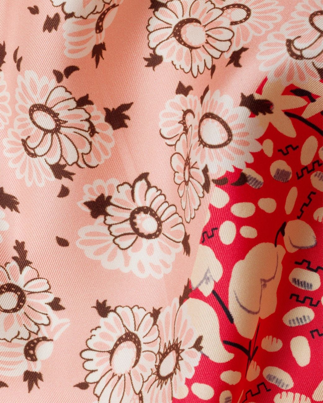 Prada Red Printed Silk Twill Scarf