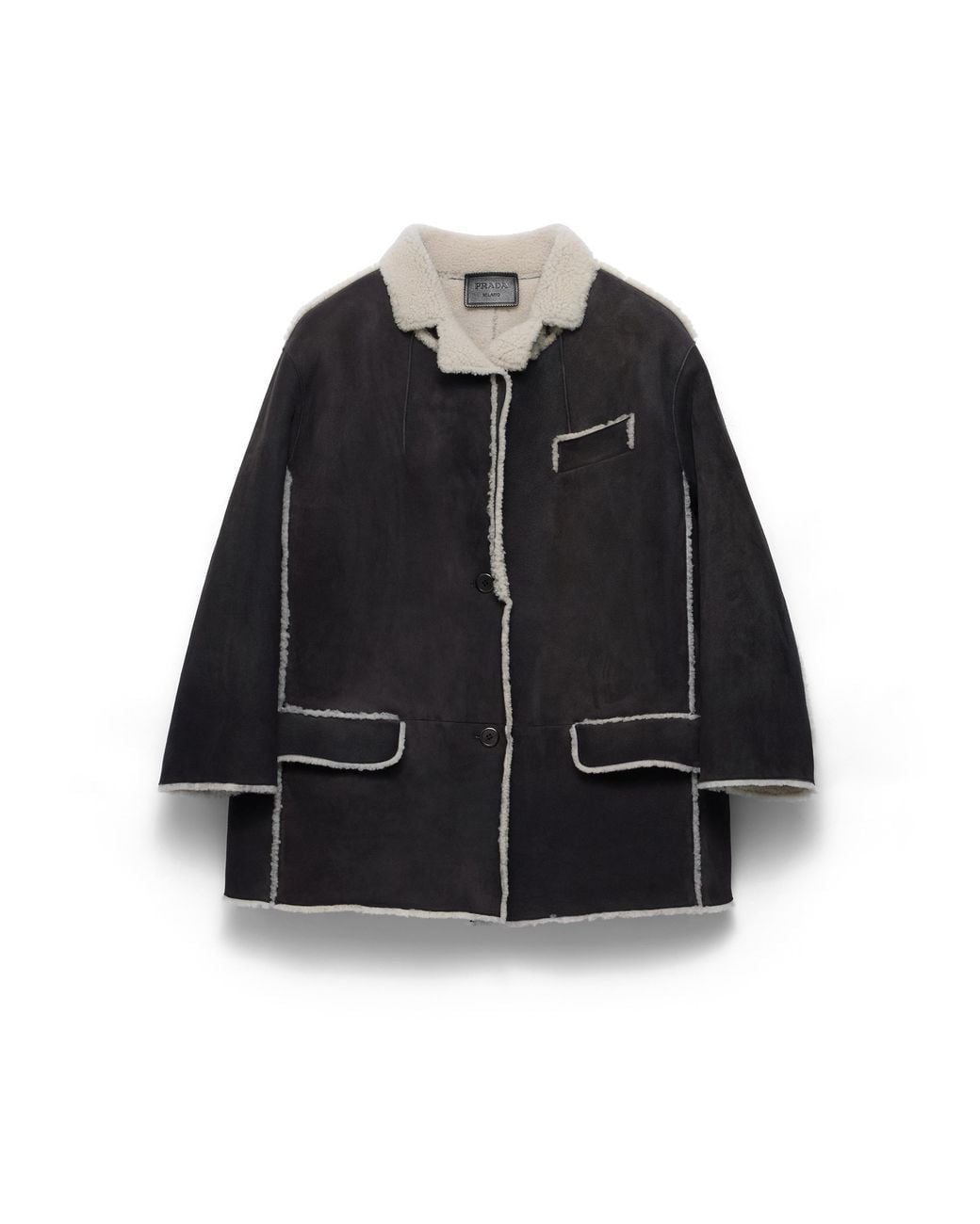 Prada Black Shearling Caban Jacket