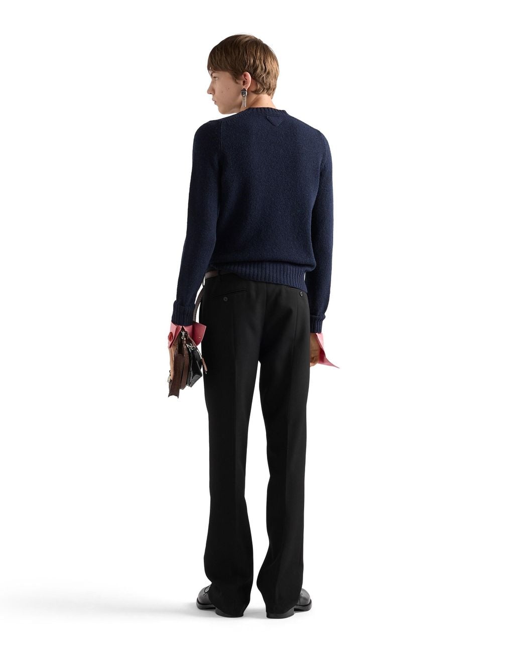 Prada Blue Shetland Wool Crew-Neck Sweater for men