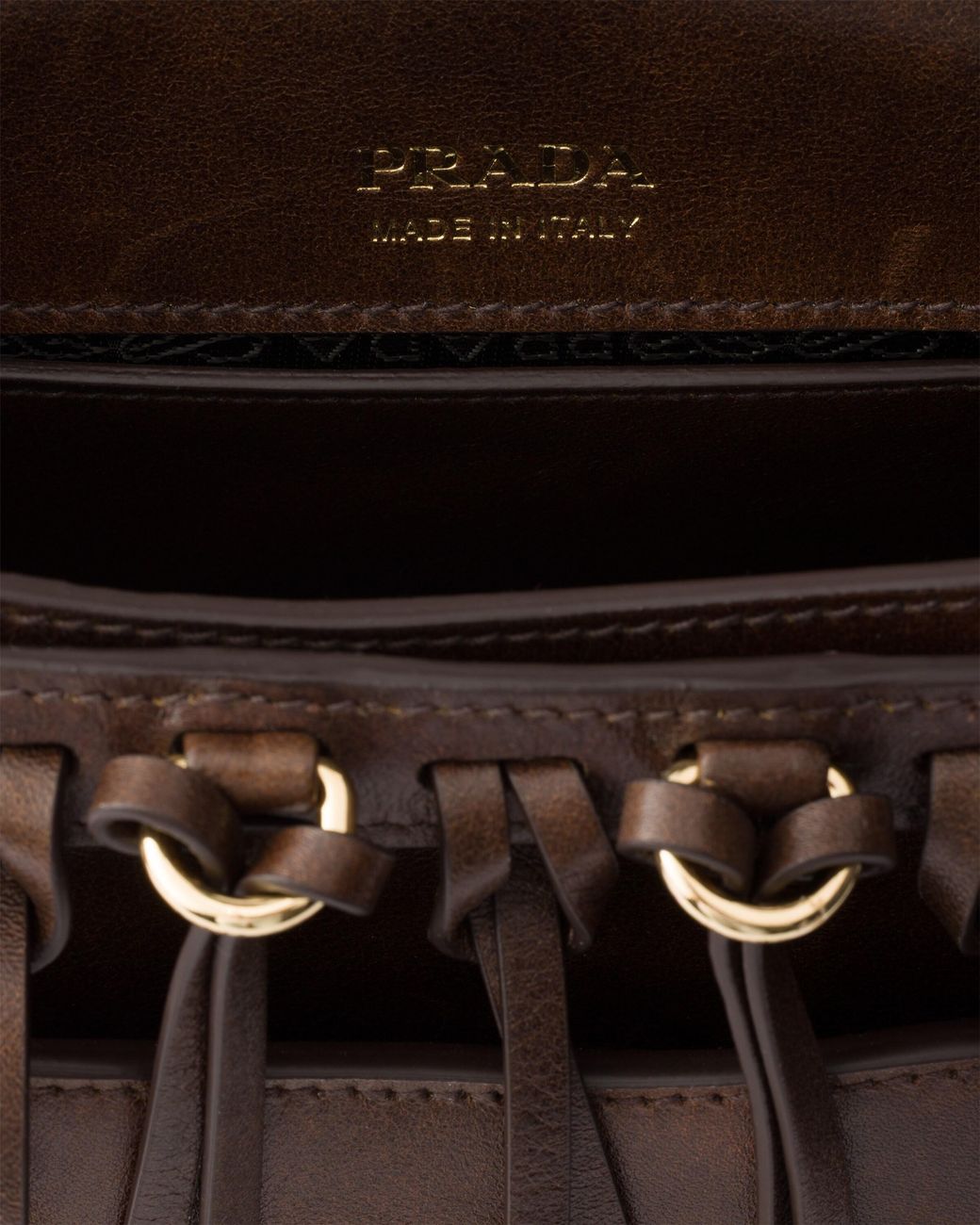 Prada Brown Corsaire Aged Leather Mini Shoulder Bag, Cocoa