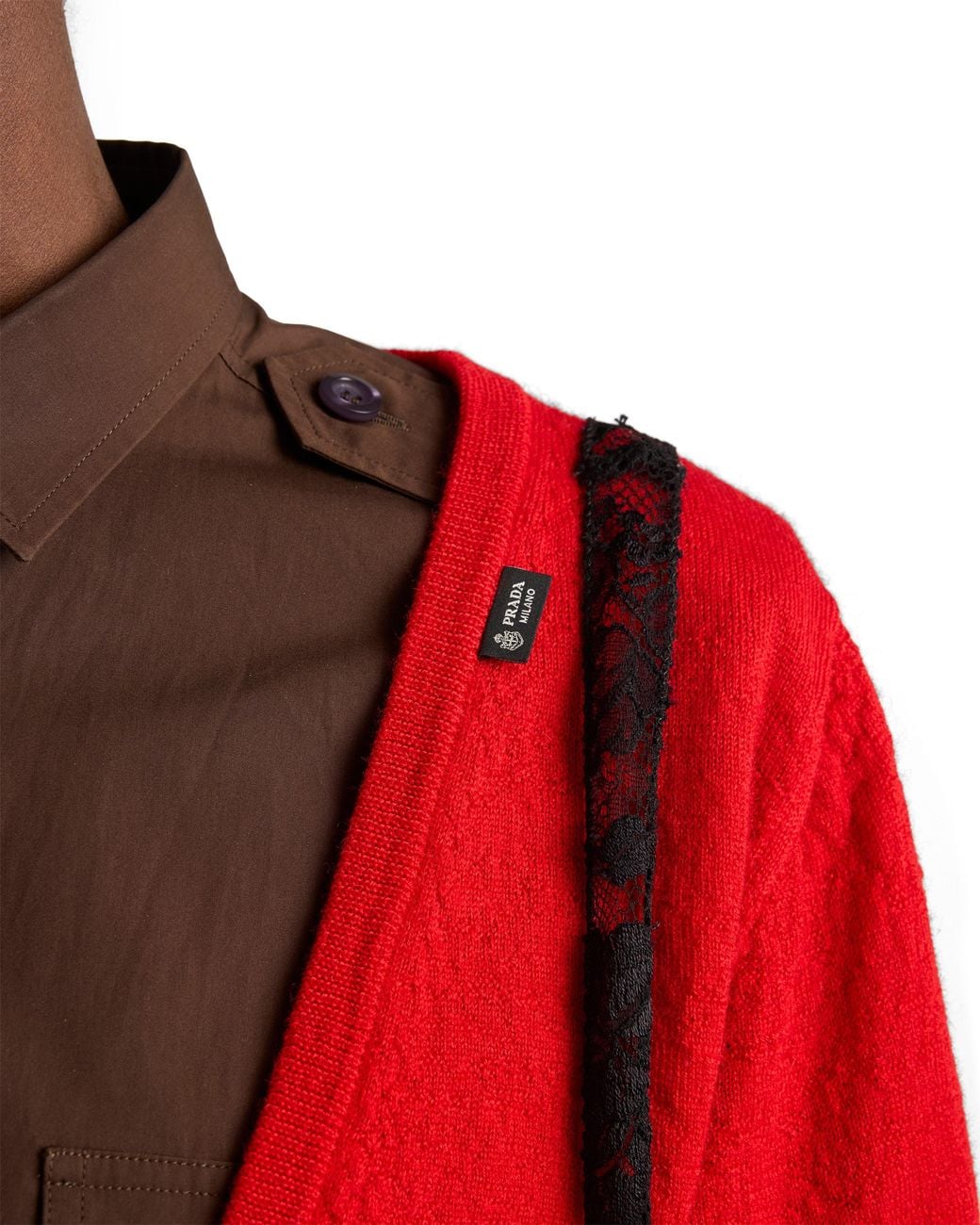 Prada Red Cashmere V-Neck Sweater
