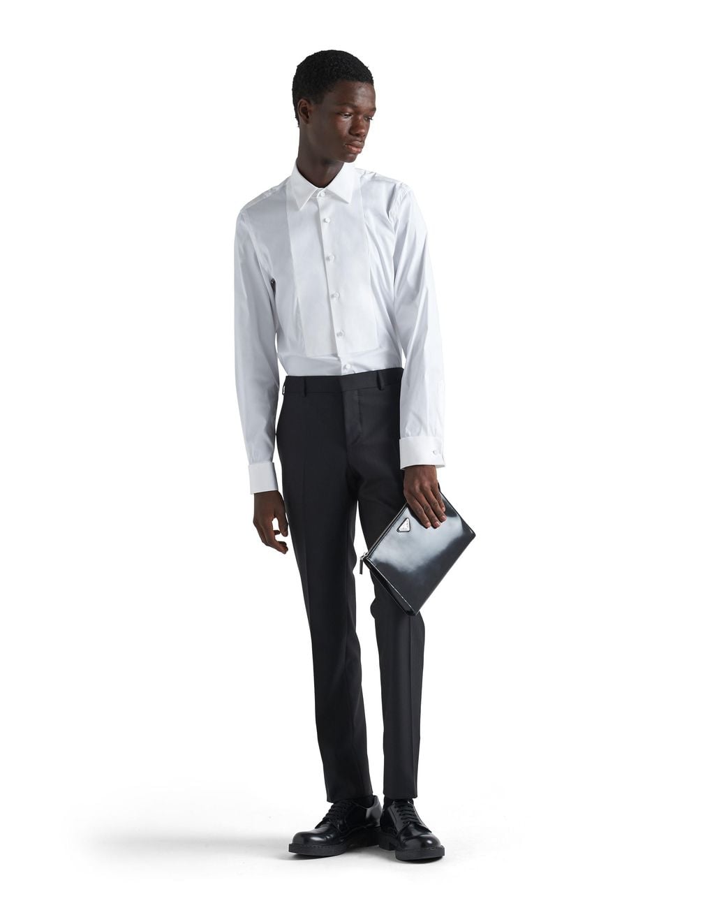 Prada White Stretch Cotton Shirt for men